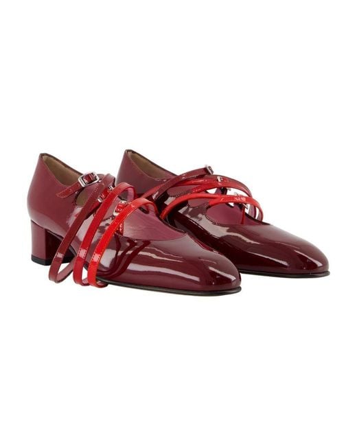 CAREL PARIS Red Pointed Toe Block Heel Pumps