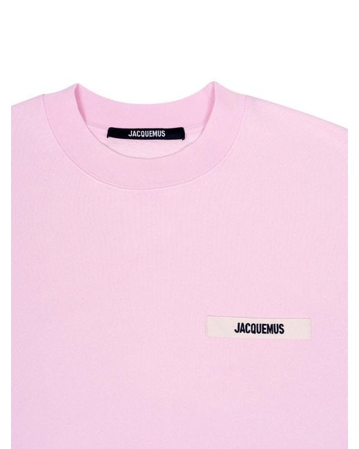 Jacquemus Pink Logo Patch Crewneck Sweatshirt for men