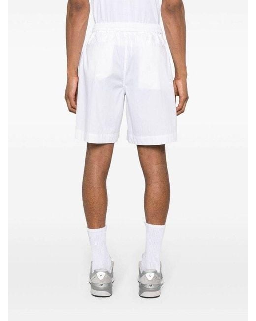 Aspesi White Elasticated-Waist Poplin Shorts for men