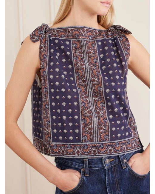 Doen Blue Amalia Printed Organic Cotton Top