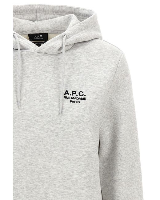 A.P.C. Gray Logo Embroidered Drawstring Hoodie for men