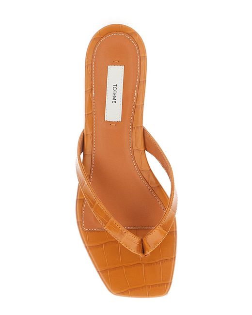 Totême Brown Embossed Heeled Sandals
