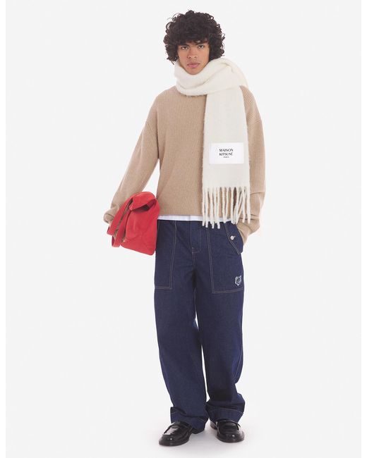 Maison Kitsuné Natural Maison Kitsuné Fox Patch Knitted Jumper for men