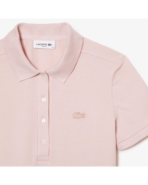 Lacoste Pink L.12.D Slim Fit Stretch Mini Piqué Polo Shirt