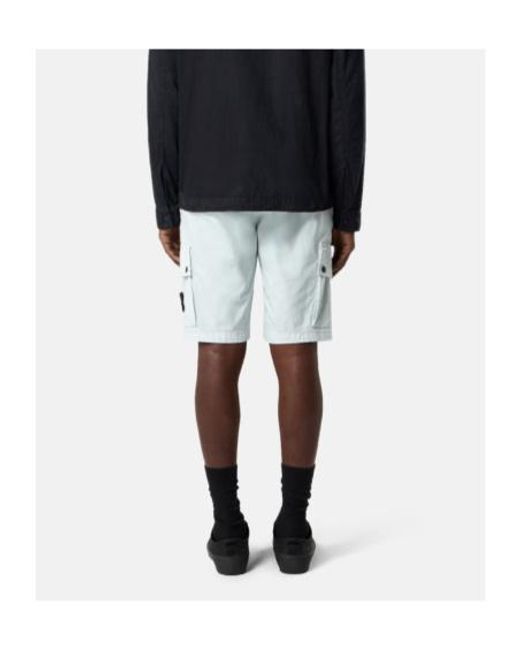 Stone Island White Logo Patch Cargo Shorts for men