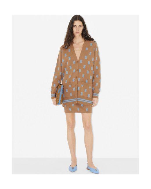 Burberry Brown Monogram-Print Jacquard Miniskirt
