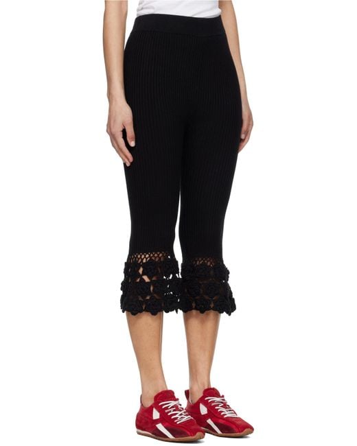 Ganni Black Crocheted Hem Knitted Trousers