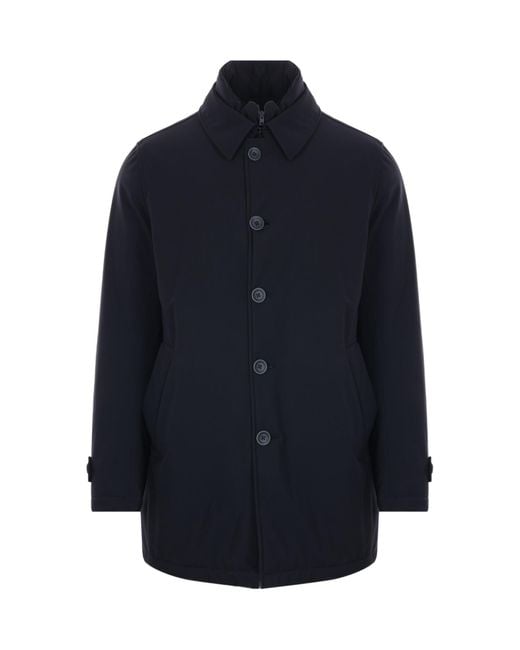 Herno Blue Buttoned Layered Effect Coat for men