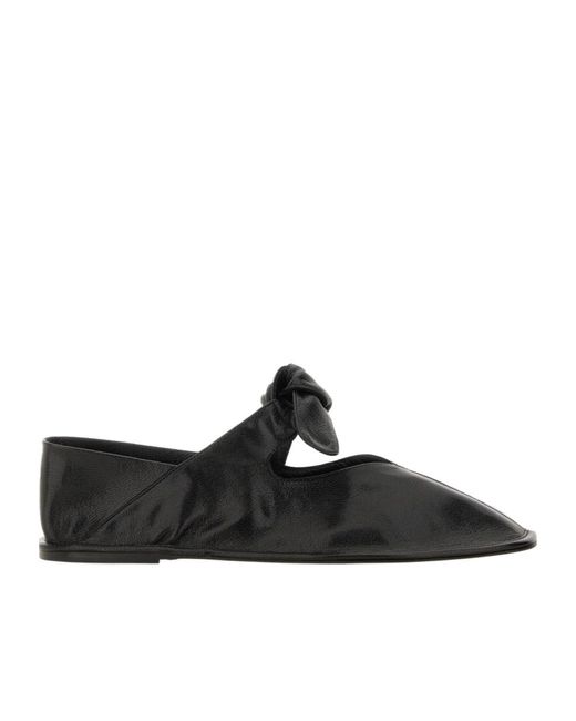 Hereu Black Llasada Square-Toe Ballerina Shoes