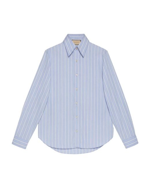 Gucci Blue Striped Boxy Shirt for men