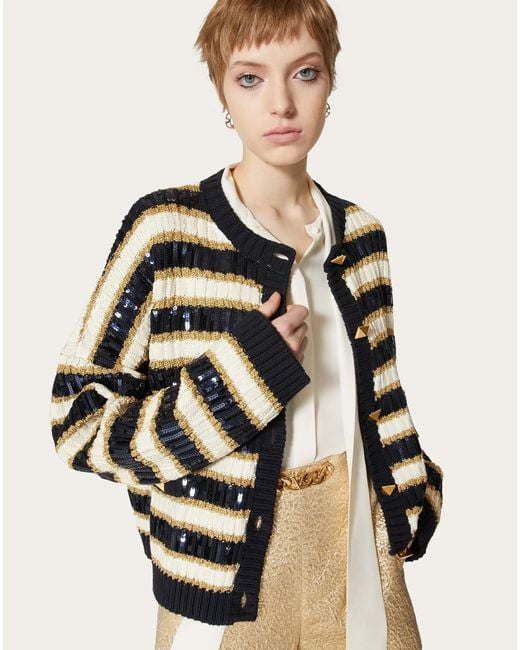 Valentino Black Rockstud Long-Sleeved Cardigan