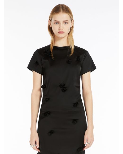 Sportmax Black Mendoza Floral Embellished Crewneck T-Shirt