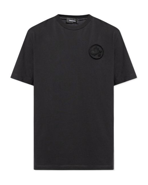 DSquared² Black Logo Patch Crewneck T-Shirt for men