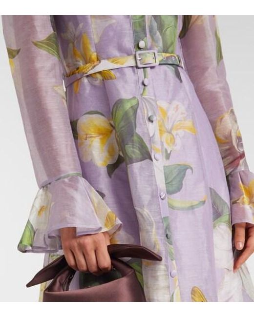 Leo Purple Katrina Linen-Blend Shirt Dress