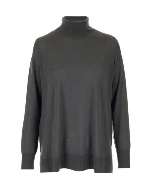 Max Mara Gray Long-Sleeved High-Neck Pullover