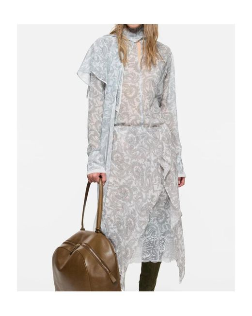 Acne Blue Silk Paisley Blouse
