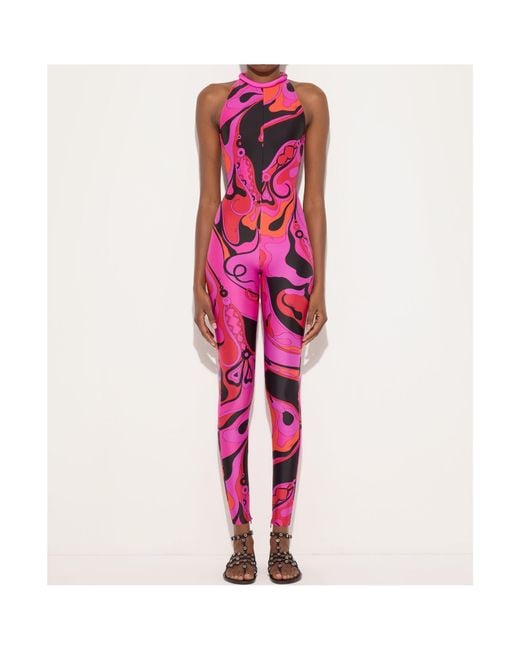 Emilio Pucci Pink Pucci Printed Sleeveless Jumpsuit