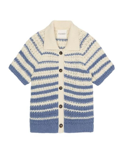 Closed Blue Striped Short-Sleeve Cardigan