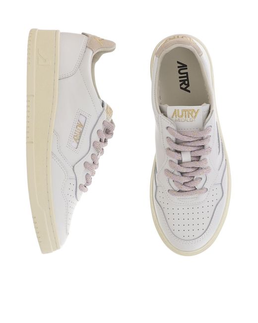 Autry White Medalist Lace-Up Sneakers