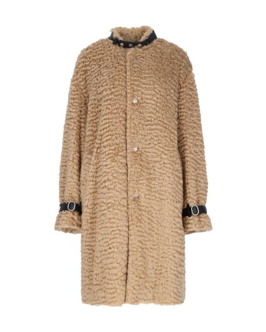 Jil Sander Natural Detachable Leather Neck Strap Calf-Length Coat