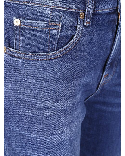 7 For All Mankind Blue Cuffed Straight Jeans