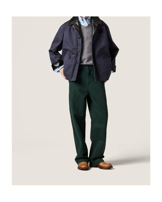Miu Miu Green Logo-Embroidered Pants