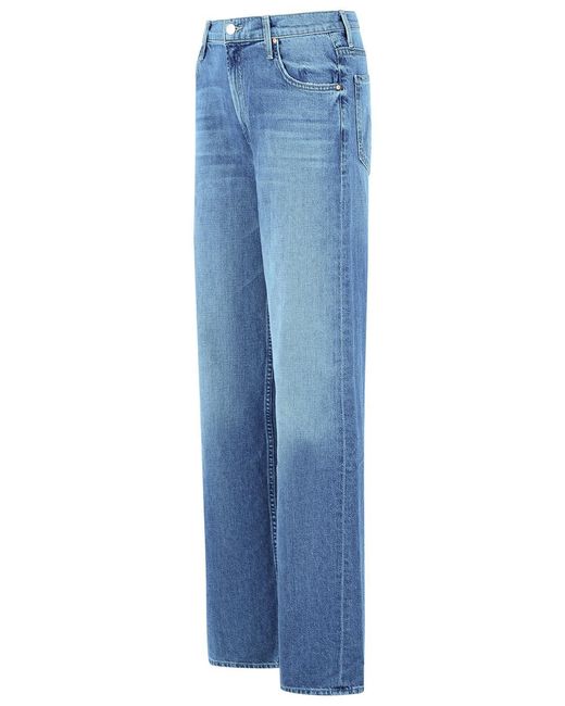 Mother Blue High-Rise Wide-Leg Jeans
