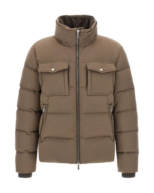 Moorer Brown Hooded Puffer Jacket for men