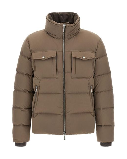Moorer Brown Hooded Puffer Jacket for men
