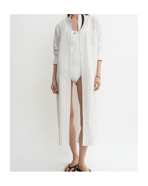 Totême White Totême Long-Sleeved Striped Shirt