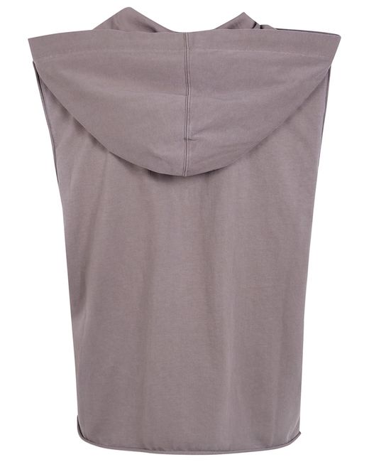 Rick Owens Brown Sleeveless Drawstring Hoodie for men