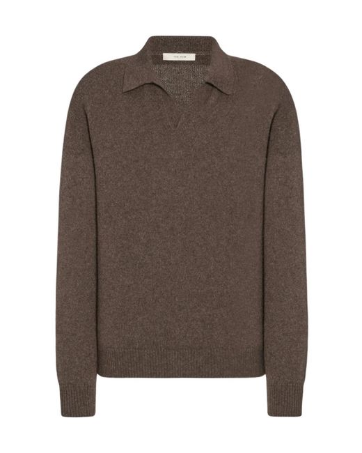 The Row Brown Leach Cashmere Polo Shirt for men