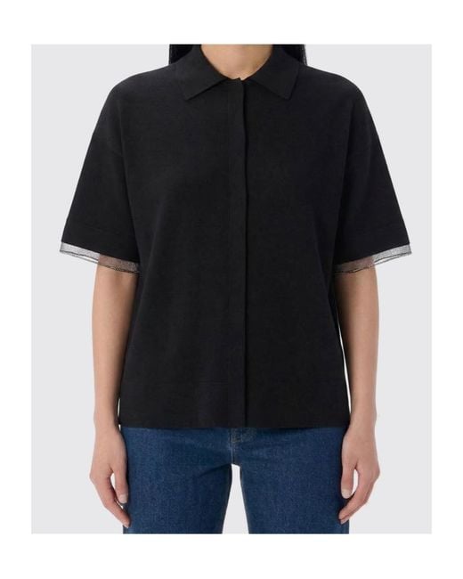 Fabiana Filippi Black Polo Collar T-Shirt