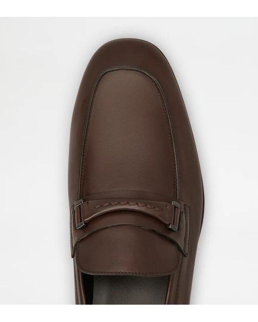 Tod's Brown Strap Leather Loafers for men