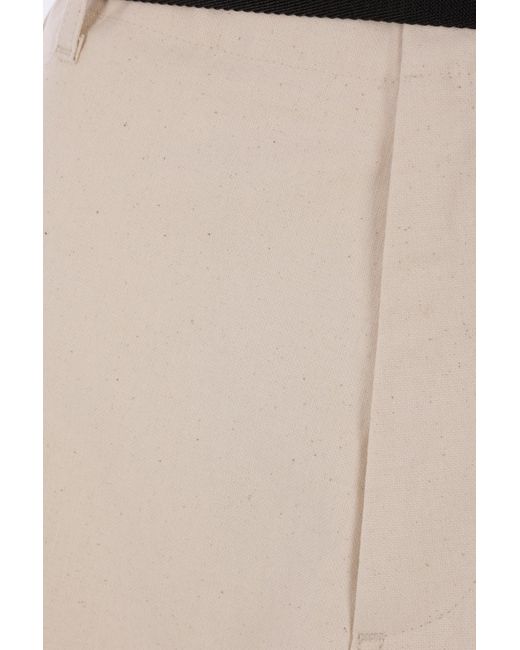 Plan C Natural Belted Canvas Trousers