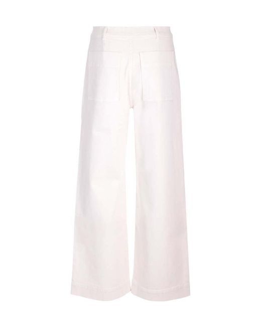 P.A.R.O.S.H. White Multiple-Pockets High-Waisted Trousers