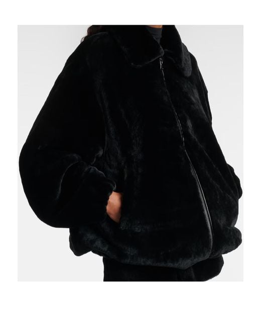Nour Hammour Black Plush Shearling Jacket
