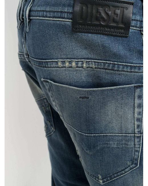 DIESEL Blue Skinny-Cut Distressed Denim Jeans for men