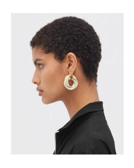 Bottega Veneta Metallic Logo Twisted Ring Earrings
