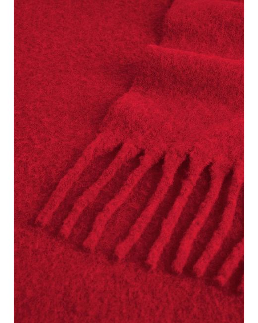 Totême  Red Fuzzy Fringed Scarf