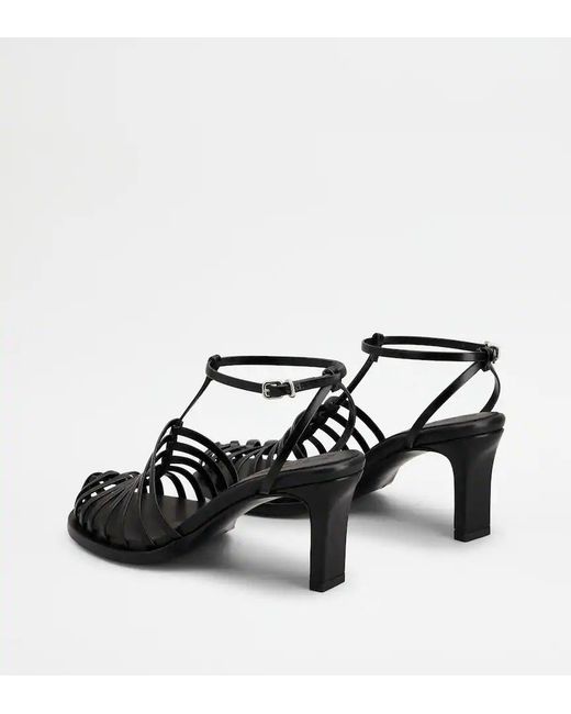 Tod's Black 75Mm Leather Sandals