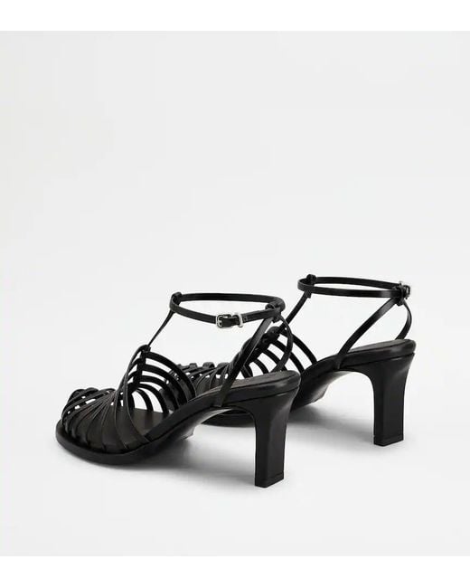 Tod's Black 75Mm Leather Sandals