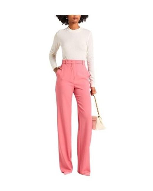 Max Mara Pink Solid Straight-Leg Trousers