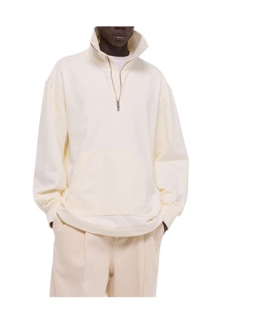 Helmut Lang Natural Quarter-Zip Sweatshirt for men
