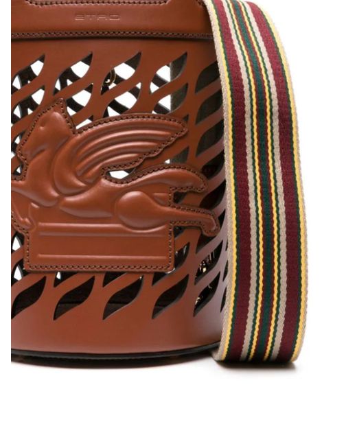 Etro Brown Pegaso Motif Cut Out Detailed Tote Bag