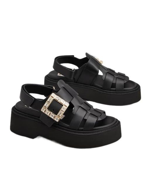 Roger Vivier Black Viv' Rangers Sandals