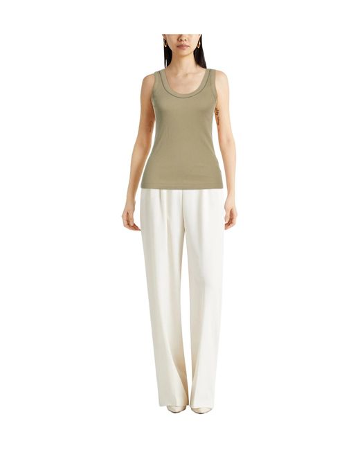 Brunello Cucinelli Green Solid-Color Sleeveless Stretch Top