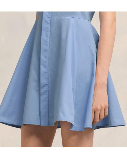 AMI Blue Ami Popeline Sleeveless Mini Dress