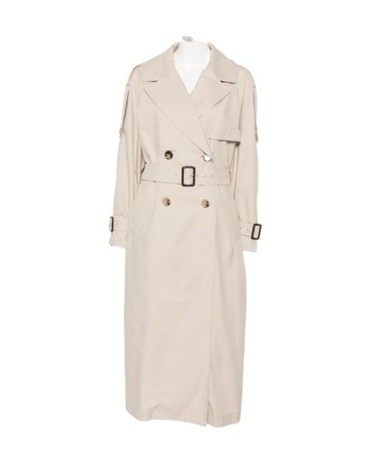 Max Mara Natural Collared Long-Sleeved Trench Coat