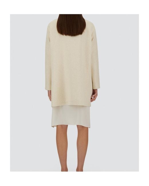 Herno White Button Detailed Long Coat